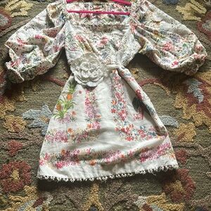 Farm Rio cotton dress w embroidery L belt not included